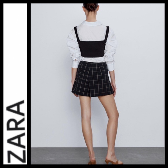 NWOT Zara Windowpane Faux Wrap Skort - Picture 5 of 10